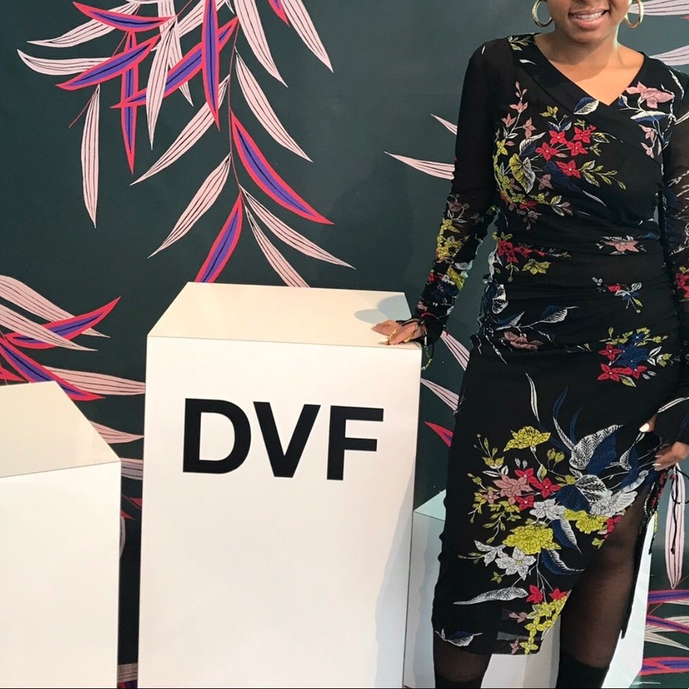 Black Mesh LS Floral Print Dress with side tie